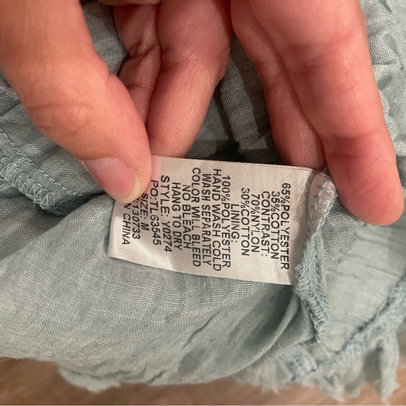 Umgee Mini Dress Women’s Medium Light Blue Gauzy Cotton Blend Lace Crochet Boho - Picture 6 of 10